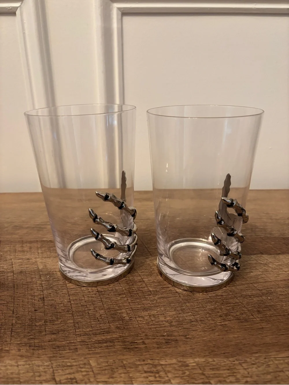 Silver Skeleton Hand Accent Highball Glasses - Pottery Barn Set of 2